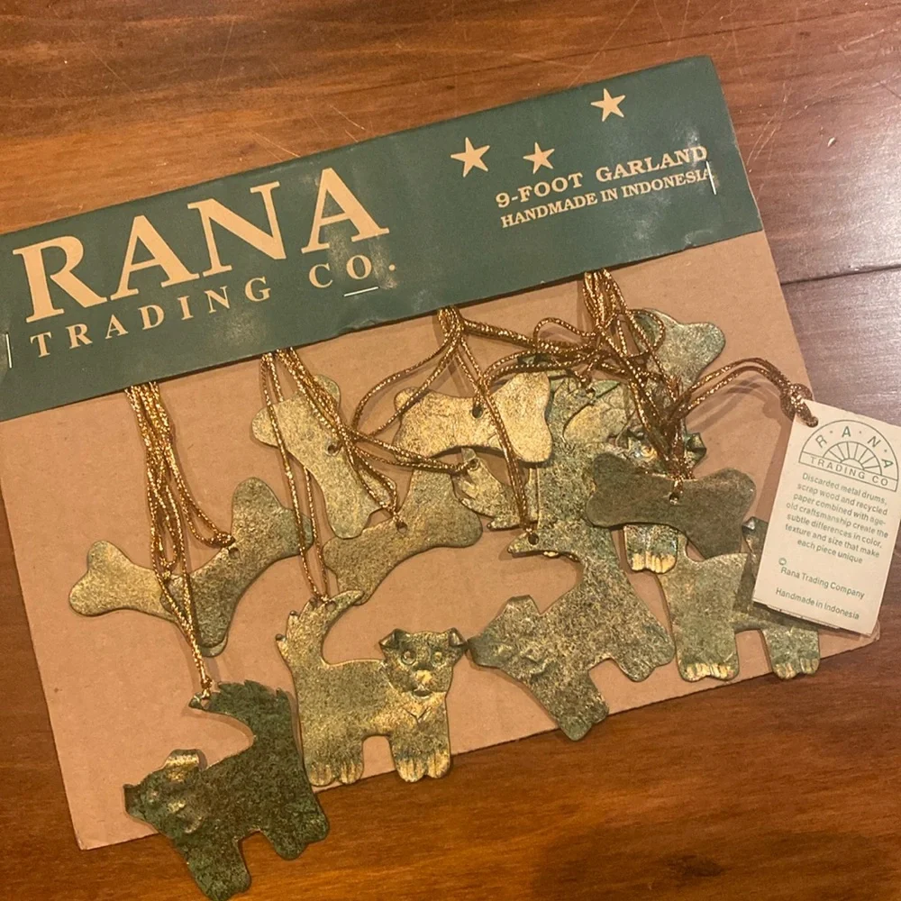 NIP Rana Trading Co. Dog Bone Metal Pup Puppy Pet Doggy 9’ Garland NEW!